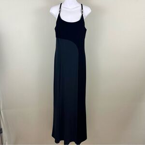 Vintage Scott McClintock Black Velvet Maxi Holiday Bodycon Prom Formal Dress